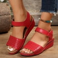 thumbnail image 1 of Cameland Women's New Large Size Hollow Thick Bottom One Line Buckle Wedge Sandals, 1 of 5