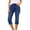 Dark Blue, variant on Tauxra Women's Denim Capri Pants Casual Summer Stretchy Mid Rise with Pockets, Trendy Distressed Hem Jeans Capris for Women