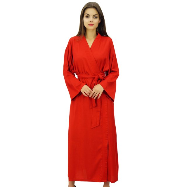 Bimba Women Long Solid Belt Robe Soft Modal Cotton Wrap Round Plain Bath Robe