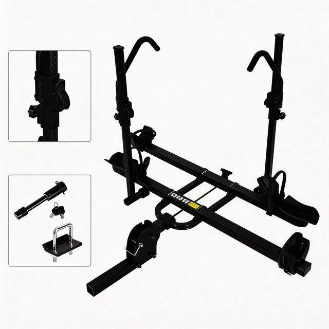 DSstyles Hitch Bike Rack for 2 Bikes, Bike Rack for Car, Fits 2" Receiver & Up to 5" Fat Tires, Tilt & Fold Bike Carrier for SUVs, Trucks, RVs, Support to 200lbs