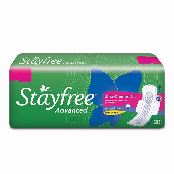 Stayfree Serviettes Avancées Ultra-Confort avec Ailes - 28 Serviettes (Très Grandes) (Lot de 1)