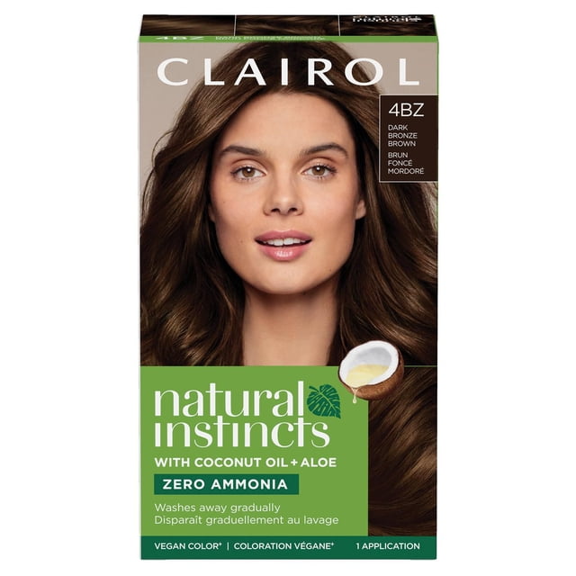 Clairol Natural Instincts Coloration Capillaire Demi-Permanente, Teinture Capillaire Végane, Faite avec de l'Huile de Noix de Coco et de l'Aloès - Couleur Demi-Permanente Revitalisante Qui Rehausse les Tons Naturels et la Brillance Lustrée, Estompe les Gris et Est Sans Ammoniaque; Souvent Utilisée pour Rafraîchir la Couleur entre les Visites au salon.