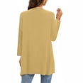 thumbnail image 3 of Mrat Sheer Cardigan for Womens 3/4 Sleeve Tops with Pocket Solid Irregular Flowy Jacket S-86 Yellow 4XL, 3 of 5