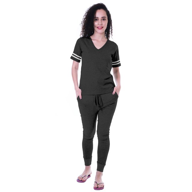 Moomaya Ensemble de Nuit Simple pour Femmes avec Pyjama en Coton 2 Pcs Nuisettes