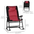 thumbnail image 3 of Outsunny Ensemble de 2 Chaises Berçantes Pliables pour Patio, Rouge, 3 of 10