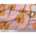 thumbnail image 2 of Soimoi Tissu Crêpe polyester Rose Notes & Violon Instrument de Musique Tissu Imprimé 1 Yard 42 Pouces de Large, 2 of 3