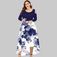 thumbnail image 1 of EQWLJWE Robes pour les Femmes Grande Taille Dégradé Floral Imprimé Épissage Cou Plus Robe Off Femmes Ourlet Partie Sexy Pull Manches Rondes, 1 of 4