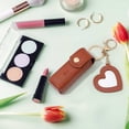 thumbnail image 3 of Heart-shaped Mirror Lipstick Storage Box with Keychain - Mini Makeup Organizer for Purse, Wallet & Backpack - Compact & Lightweight (1 Piece),Compact,YISHFHP,Coffee, 3 of 8