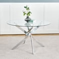 thumbnail image 1 of Heavenly Collection Star Dining Table, Tempered Glass Dining Table, Round Glass Dining Table, Dining Table with Chrome Base, Cross Chrome Dining Table 48", 1 of 10
