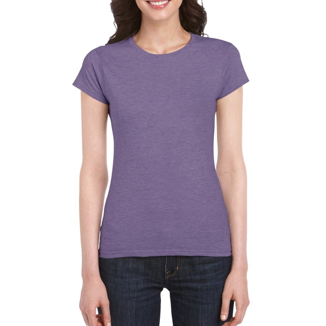 Gildan T-Shirt Softstyle pour Femmes, G, Violet Chiné