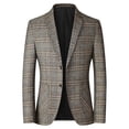thumbnail image 1 of Gaexia Veste de Complet à Carreaux pour Homme Coupe Ajustée Automne Hiver Décontractée Brossée Ourlet Rond Deux Boutons, 1 of 8