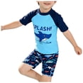 thumbnail image 3 of Akiihool Boys Long Sleeve Swimsuit Boys 2 Pieces Rash Guard Sun Protection Long Sleeve Kid Swimsuits Quick Dry Swim Shirt Trunks for Boys (Blue,8-9Years), 3 of 4