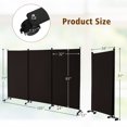 thumbnail image 3 of Costway 3-Panel Folding Room Divider 6Ft Rolling Privacy Screen withLockable Wheels Brown, 3 of 9