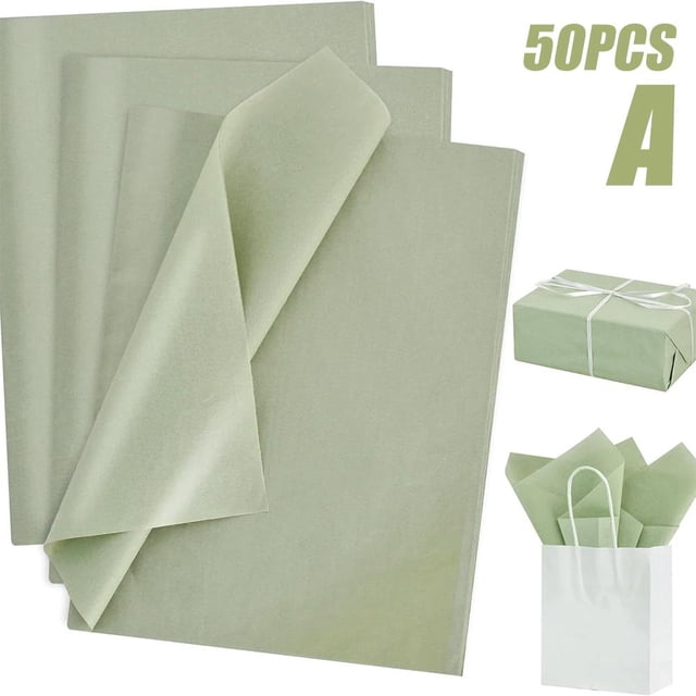 SharkTRUE 50 Sheets Green Tissue Paper, Sage Tissue Paper For Gift Bags,