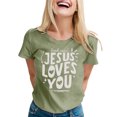 thumbnail image 3 of T-Shirt Tendance pour Femmes, Décontracté, Imprimé, Col Rond, Manches Courtes, pour le Quotidien, Hauts Tendance pour Femmes, 3 of 3