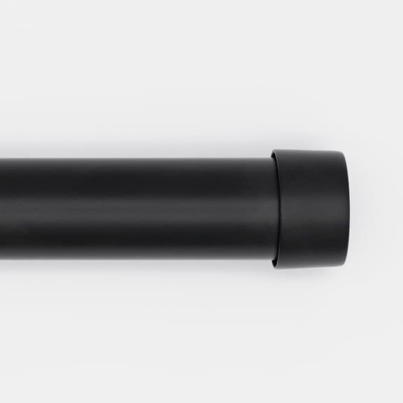 Better Homes & Gardens 1" Matte Black Cap Adjustable Single Curtain Rod Set, 42"-120"