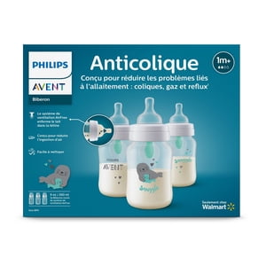 Philips Avent Anti-colic Baby Bottle with AirFree Vent with Seal Design, 3x9oz Bottles, SCY703/76