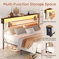 thumbnail image 3 of Bestier King Size Bed Frame with 49.2" High LED Storage Headboard Shelf, Metal Platform Bed, Black, 3 of 8