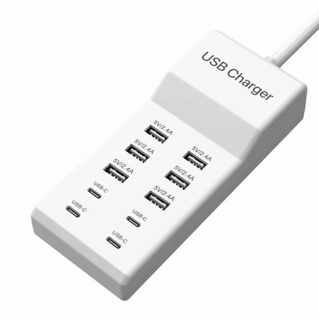 50W/10A 10-Ports USB Charging Station Multi Port Hub Charger for Multiple Devices Extension Socket ,Easy to Use