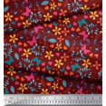 thumbnail image 3 of Soimoi Red Moss Georgette Fabric Flower & Butterfly Print Fabric by Yard 42 Inch Wide, 3 of 5