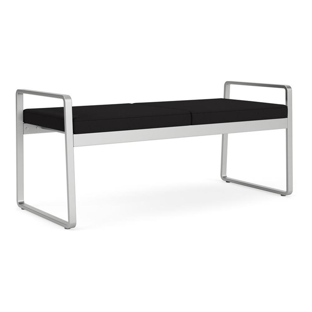 Banc 2 Places pour Réception Salle d'Attente Soins de Santé / Acier Argenté / Noir