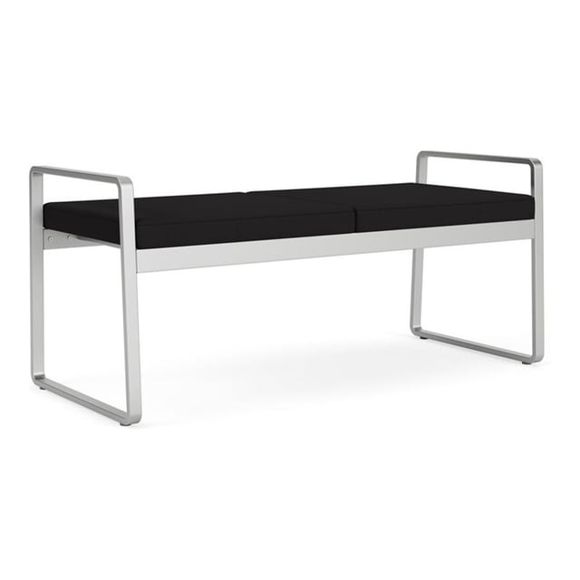 Banc 2 Places pour Réception Salle d'Attente Soins de Santé / Acier Argenté / Noir