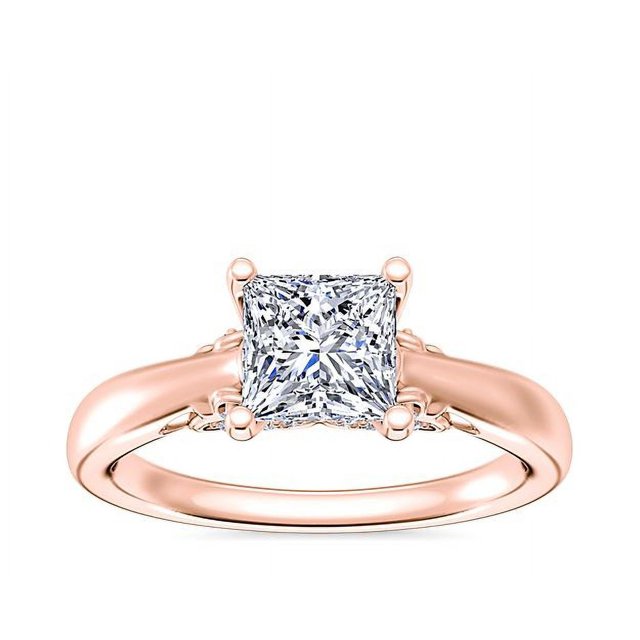 1.20 Carat Excellent Princess Shape Genuine Diamond Latest Design Solitaire Engagement Ring for Ladies Solid 18K Rose Gold Size 7.5