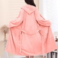 thumbnail image 4 of WRKEKC Womens Robe Solid Color Plush with Pockets Hooded Cotton Absorbent Quick Dry Bathrobe for Women Fall Lounge Wear, 4 of 4