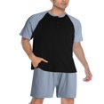 thumbnail image 1 of CNKOO 2 Pcs Mens Summer Pajamas Sets Stylish Contrast Color Short-sleeved Tops and Solid Color Shorts Home Clothes, 1 of 6