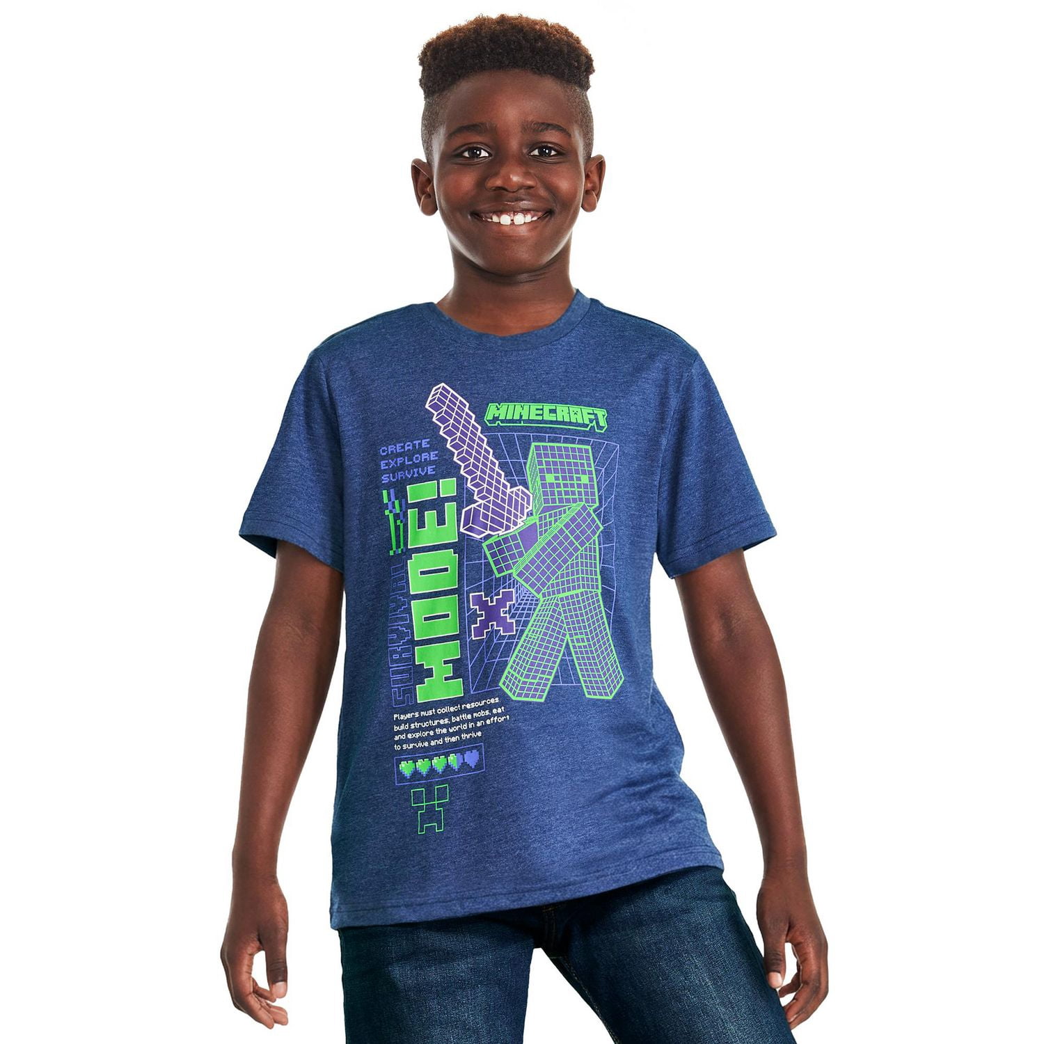 T-shirt à imprimé graphique Minecraft pour garçons