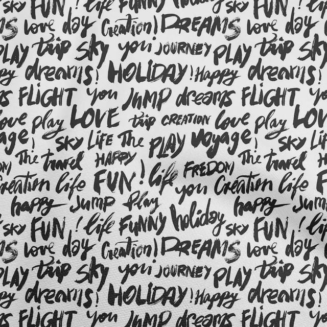 oneOone Cotton Cambric White Fabric Text Sewing Craft Projects Fabric Prints By Yard 56 Inch Wide-H2