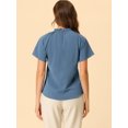 thumbnail image 4 of INSPIRE CHIC Blouse pour Femme à Encolure Froncée et Volantée avec Dos Goutte d'Eau Bleu Gris P, 4 of 5