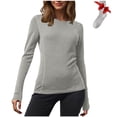 thumbnail image 1 of Yuyuzo Longues Chandails à Manches pour Femmes, Couche de Base Thermique Légère, T-Shirts à Col Rond, Hauts Chauds et Confortables avec Chaussettes, 1 of 7