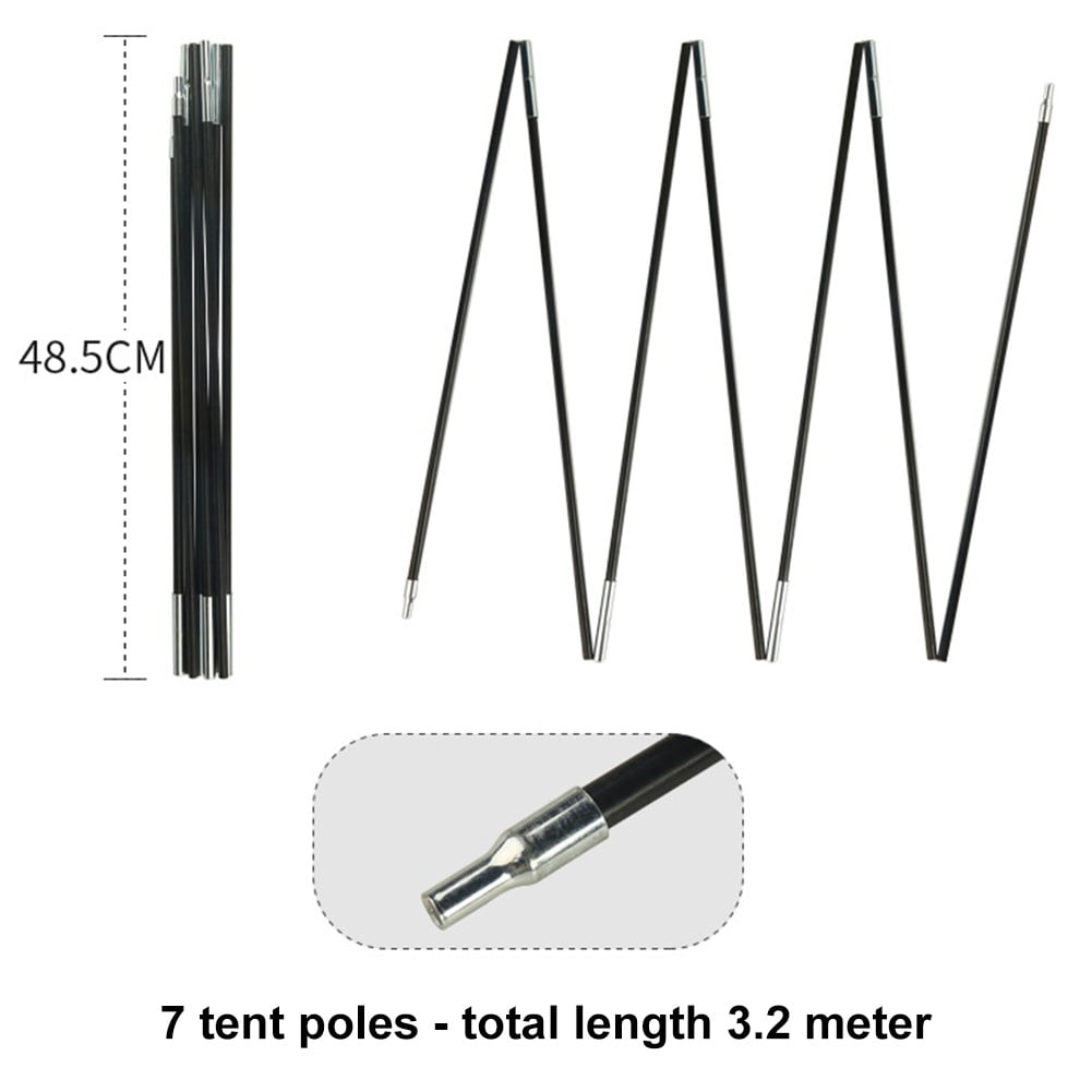 Lefu 10.5-12.8ft Fiberglass Tent Pole Replacement Tent Repair For Hiking Camping Tent 3.2m