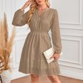 thumbnail image 1 of Gspmoly Robes pour Femmes, Robe à Manches Longues Plissée à Col en V Ajourée avec Oeillets Brodés, Robe à Manches Longues à Col en V Longueur Genou, Robes de Mariage pour Femmes jusqu'à 65 % de Rabais, 1 of 3