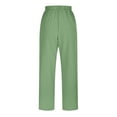 thumbnail image 4 of Womens Casual Linen Pants Straight Leg Drawstring Elastic High Waist Loose Comfy Trousers with Pockets, 4 of 5
