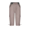 thumbnail image 4 of Timegard Pantalon Cargo pour Femmes Capris à Cordon Taille Élastique Actif Randonnée Plein Air Pantalon Court, 4 of 6
