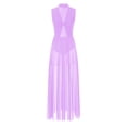 thumbnail image 1 of RUNQHUI Robe de Danse Lyrique Longue pour Femmes, Superposition Torsadée, Danse Moderne Contemporaine, Violet Pâle, S, 1 of 7