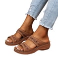 thumbnail image 3 of Kcodviy Women Summer Solid Color Saltwater Sandals Women Slip on Casual Open Designer Sandals for Women Toe Wedges Soft Bottom Women Summer Sandals Breathable Slippers Shoes Sandals, 3 of 6