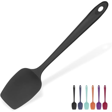 U-Taste 600°F High Heat Resistant 11.38in Silicone Spoon Spatula, BPA-Free Food Grade Kitchen Cooking Baking Mixing One Piece Seamless Flexible Rubber Bowl Scraper for Nonstick Cookware (Black)