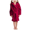 thumbnail image 3 of Splozh Boys Girls Robe Hooded BathRobe Boys Girls Fashion Bathrobe Soft Robe Hooded Robe Cloth Cotton Bathrobe Wine,7-8 Years, 3 of 5