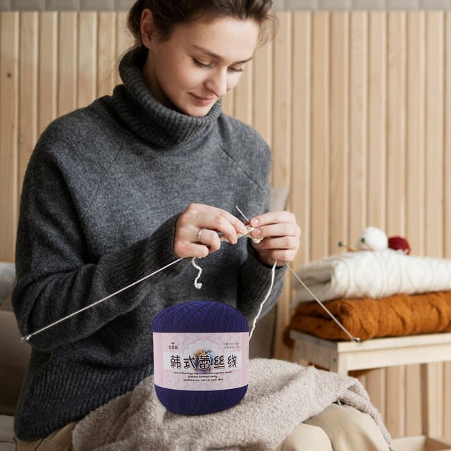 Dvkptbk Fil Dentelle Fil Bricolage Tissé Fil Fin Mercerisé Fil à Crocheter Kit de Crochet pour Débutants