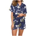thumbnail image 1 of Rbaofujie Peignoirs pour Femmes Femmes Décontracté Imprimé Col Rabattu Blouse à Manches Courtes Mode Short Pyjama Ensemble Pyjama d'Halloween Femmes, 1 of 5