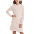 thumbnail image 1 of HXWCHs Robe à Étages Filles Coupe Ajustée Robe Moulante Hiver Chaude Extensible Col Roulé Manches Longues Tenue Décontractée pour Tout-Petits et Enfants avec Beige Doux 9-10 Ans, 1 of 5