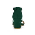 thumbnail image 3 of BLISSFUL STEP Women's Open Toe Cross Strap Mid Block Heel Sandals Green 7, 3 of 8