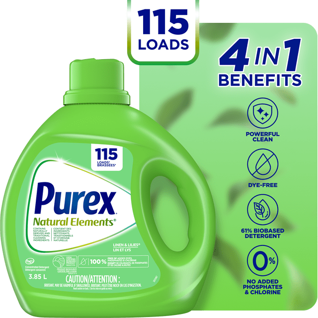 Purex® Natural Elements Liquid Laundry Detergent, 3.85L, 115 wash loads