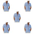 thumbnail image 2 of pitrice Men Shirt Casual Short Sleeve Breathable Replacement Button Down Solid Color Fashionable Home Dating Shirts Top Light Blue XL 5Set, 2 of 6