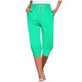 thumbnail image 1 of Timegard Pantalon Capri pour Femmes à Taille Élastique avec Cordon de Serrage, Bas Resserré, Confortable, Décontracté, Pantalon Court avec Poches, 1 of 6