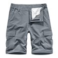 thumbnail image 2 of SDNall Men Casual Solid Zipper Button Pockets Elastic Waist Cropped Cargo Shorts, 2 of 9