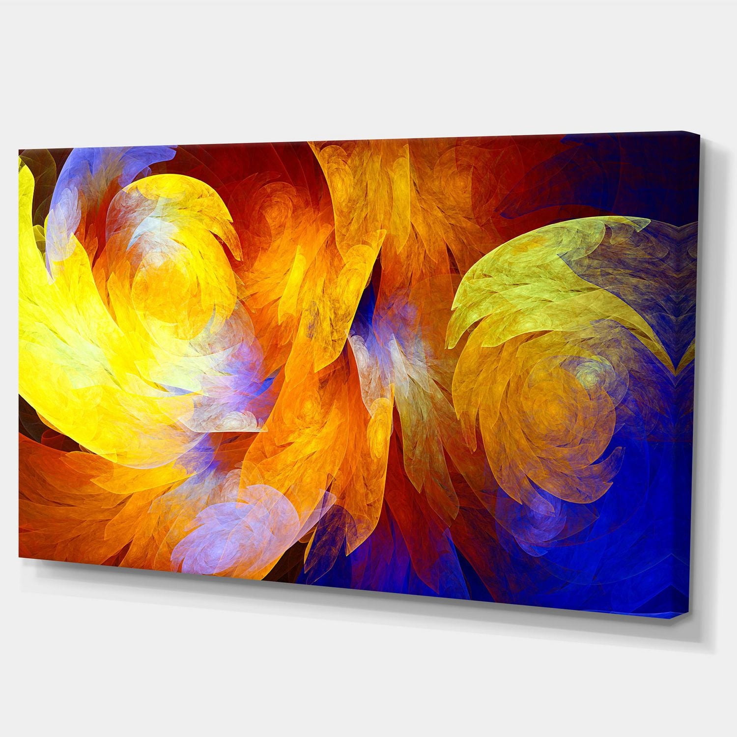 Designart Motif abstrait fractal jaune Art mural sur toile